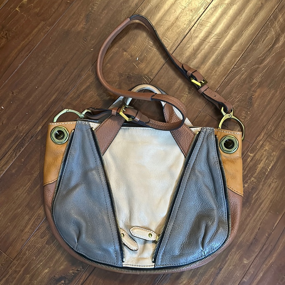 Oryany Leather Colorblock Zipper accent top handle crossbody handbag‎ purse